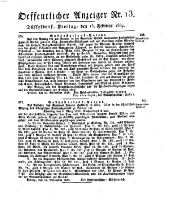 Amtsblatt für den Regierungsbezirk Düsseldorf Freitag 15. Februar 1839