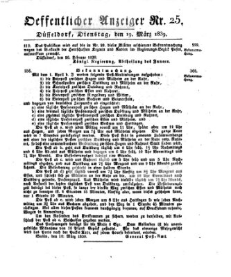 Amtsblatt für den Regierungsbezirk Düsseldorf Dienstag 19. März 1839