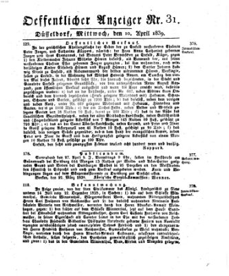 Amtsblatt für den Regierungsbezirk Düsseldorf Mittwoch 10. April 1839