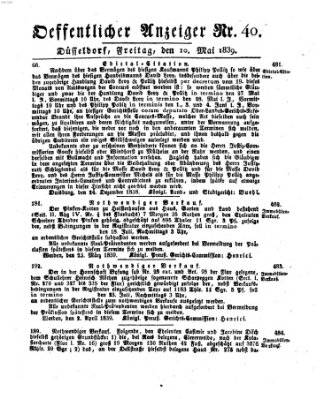 Amtsblatt für den Regierungsbezirk Düsseldorf Freitag 10. Mai 1839