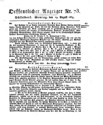 Amtsblatt für den Regierungsbezirk Düsseldorf Montag 19. August 1839