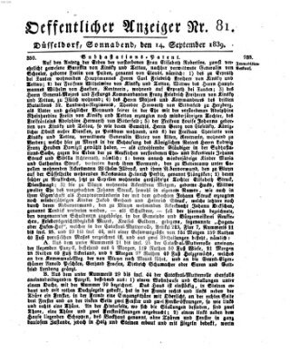 Amtsblatt für den Regierungsbezirk Düsseldorf Samstag 14. September 1839