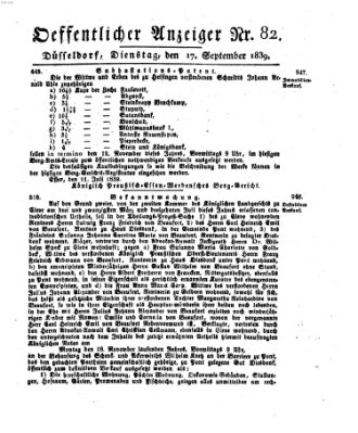 Amtsblatt für den Regierungsbezirk Düsseldorf Dienstag 17. September 1839