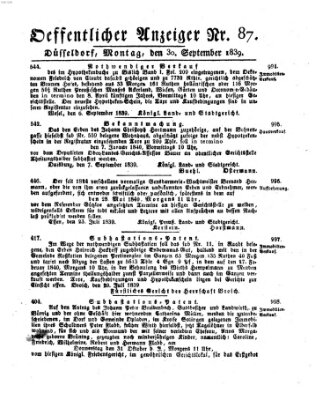 Amtsblatt für den Regierungsbezirk Düsseldorf Montag 30. September 1839