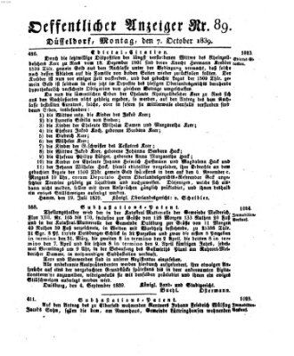 Amtsblatt für den Regierungsbezirk Düsseldorf Montag 7. Oktober 1839