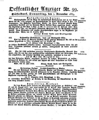 Amtsblatt für den Regierungsbezirk Düsseldorf Donnerstag 7. November 1839