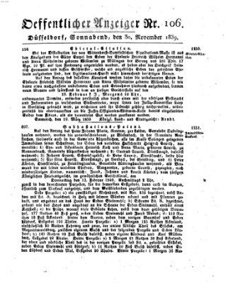 Amtsblatt für den Regierungsbezirk Düsseldorf Samstag 30. November 1839