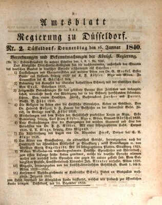 Amtsblatt für den Regierungsbezirk Düsseldorf Donnerstag 16. Januar 1840