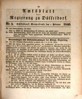 Amtsblatt für den Regierungsbezirk Düsseldorf Samstag 1. Februar 1840