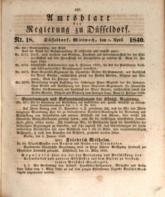 Amtsblatt für den Regierungsbezirk Düsseldorf Mittwoch 1. April 1840