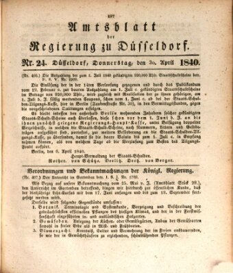 Amtsblatt für den Regierungsbezirk Düsseldorf Donnerstag 30. April 1840