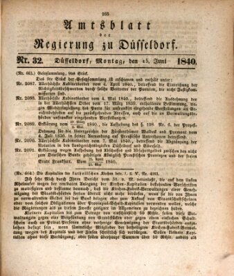 Amtsblatt für den Regierungsbezirk Düsseldorf Montag 15. Juni 1840