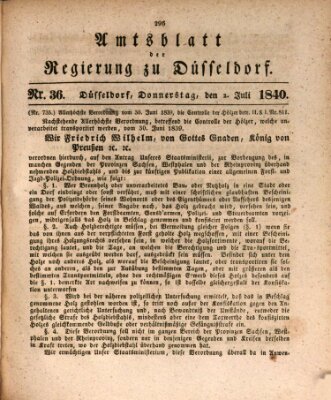 Amtsblatt für den Regierungsbezirk Düsseldorf Donnerstag 2. Juli 1840