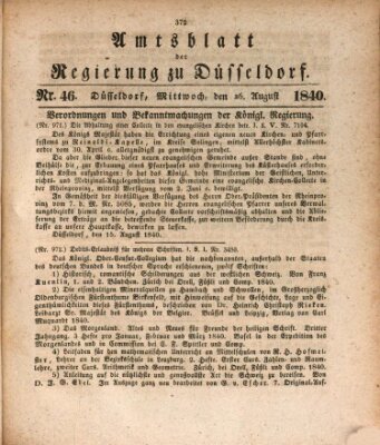 Amtsblatt für den Regierungsbezirk Düsseldorf Mittwoch 26. August 1840