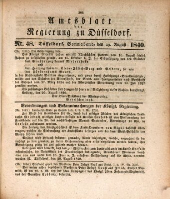 Amtsblatt für den Regierungsbezirk Düsseldorf Samstag 29. August 1840