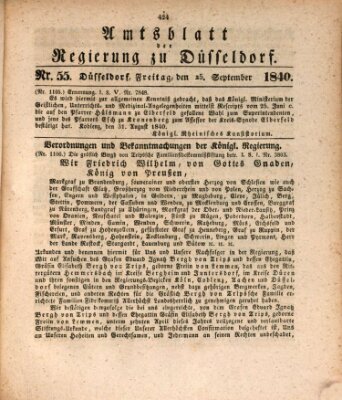 Amtsblatt für den Regierungsbezirk Düsseldorf Freitag 25. September 1840