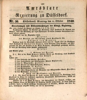 Amtsblatt für den Regierungsbezirk Düsseldorf Montag 12. Oktober 1840