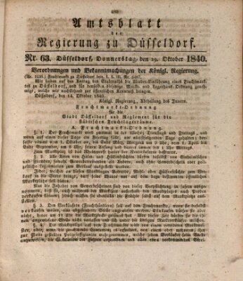 Amtsblatt für den Regierungsbezirk Düsseldorf Donnerstag 29. Oktober 1840