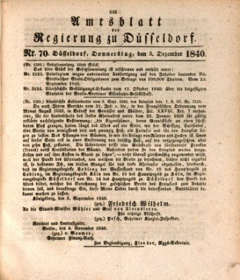 Amtsblatt für den Regierungsbezirk Düsseldorf Donnerstag 3. Dezember 1840