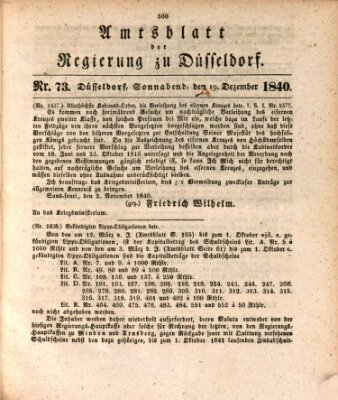 Amtsblatt für den Regierungsbezirk Düsseldorf Samstag 19. Dezember 1840