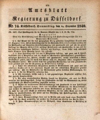 Amtsblatt für den Regierungsbezirk Düsseldorf Donnerstag 24. Dezember 1840