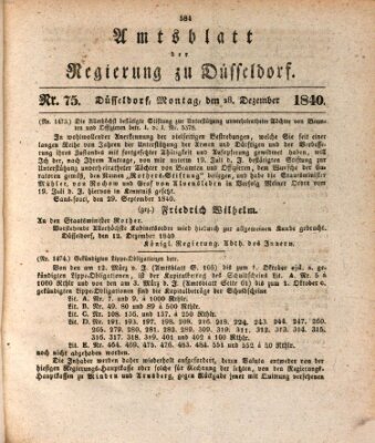 Amtsblatt für den Regierungsbezirk Düsseldorf Montag 28. Dezember 1840