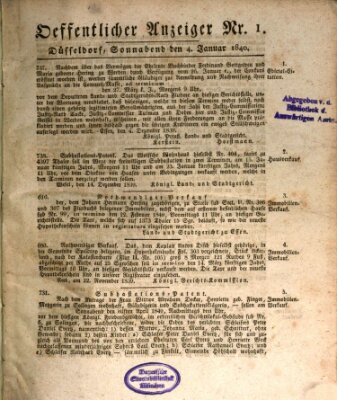 Amtsblatt für den Regierungsbezirk Düsseldorf Samstag 4. Januar 1840