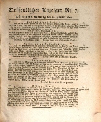 Amtsblatt für den Regierungsbezirk Düsseldorf Montag 20. Januar 1840