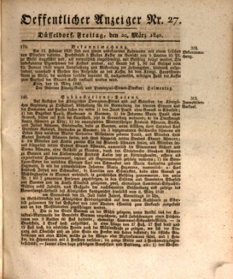 Amtsblatt für den Regierungsbezirk Düsseldorf Freitag 20. März 1840