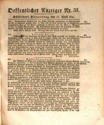 Amtsblatt für den Regierungsbezirk Düsseldorf Donnerstag 16. April 1840