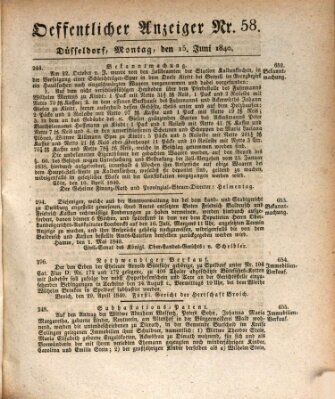 Amtsblatt für den Regierungsbezirk Düsseldorf Montag 15. Juni 1840