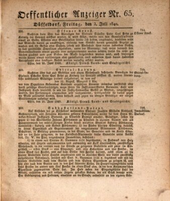 Amtsblatt für den Regierungsbezirk Düsseldorf Freitag 3. Juli 1840