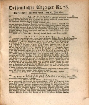 Amtsblatt für den Regierungsbezirk Düsseldorf Samstag 25. Juli 1840