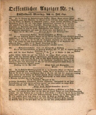 Amtsblatt für den Regierungsbezirk Düsseldorf Montag 27. Juli 1840