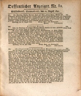 Amtsblatt für den Regierungsbezirk Düsseldorf Samstag 22. August 1840