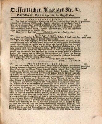 Amtsblatt für den Regierungsbezirk Düsseldorf Sonntag 30. August 1840