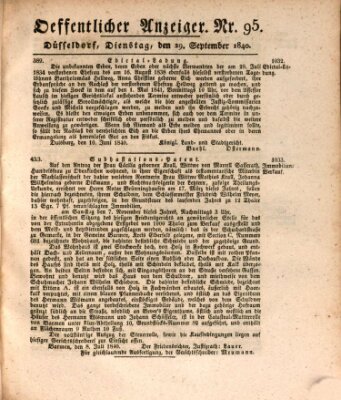 Amtsblatt für den Regierungsbezirk Düsseldorf Dienstag 29. September 1840