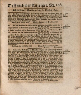 Amtsblatt für den Regierungsbezirk Düsseldorf Freitag 30. Oktober 1840