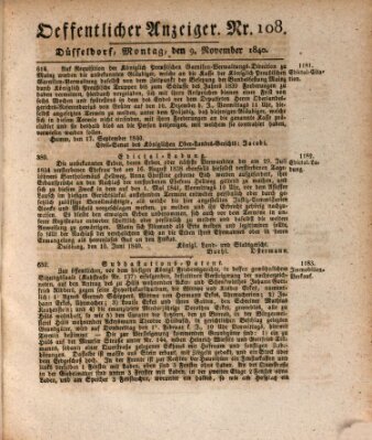 Amtsblatt für den Regierungsbezirk Düsseldorf Montag 9. November 1840