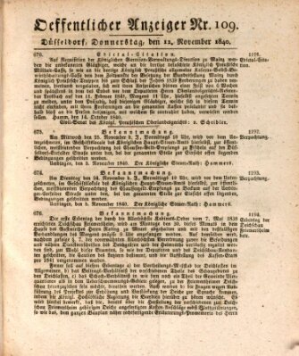 Amtsblatt für den Regierungsbezirk Düsseldorf Donnerstag 12. November 1840