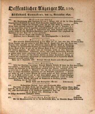 Amtsblatt für den Regierungsbezirk Düsseldorf Samstag 14. November 1840