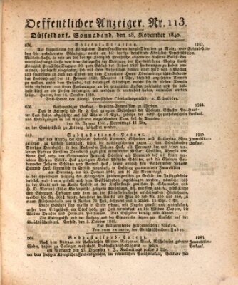 Amtsblatt für den Regierungsbezirk Düsseldorf Samstag 28. November 1840