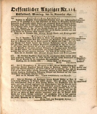 Amtsblatt für den Regierungsbezirk Düsseldorf Montag 30. November 1840