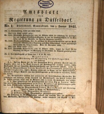 Amtsblatt für den Regierungsbezirk Düsseldorf Samstag 9. Januar 1841