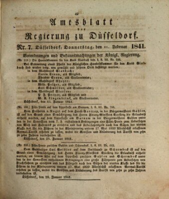 Amtsblatt für den Regierungsbezirk Düsseldorf Donnerstag 11. Februar 1841