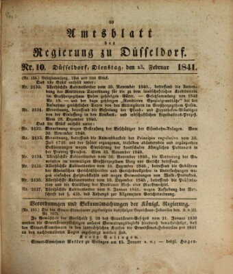 Amtsblatt für den Regierungsbezirk Düsseldorf Dienstag 23. Februar 1841