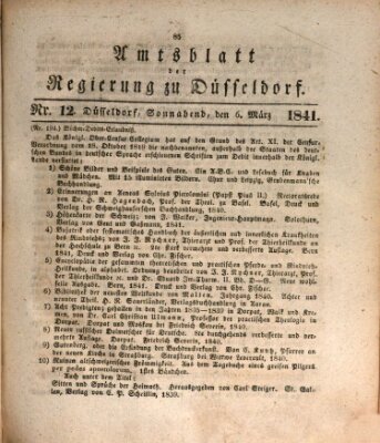 Amtsblatt für den Regierungsbezirk Düsseldorf Samstag 6. März 1841