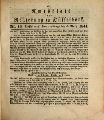 Amtsblatt für den Regierungsbezirk Düsseldorf Donnerstag 25. März 1841