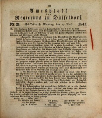 Amtsblatt für den Regierungsbezirk Düsseldorf Monday 19. April 1841