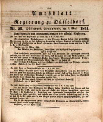 Amtsblatt für den Regierungsbezirk Düsseldorf Samstag 8. Mai 1841